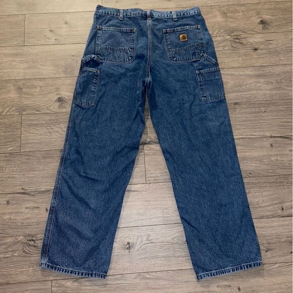 Vintage Carhartt Dungaree Fit B13-DPS‎  Carpenter Denim Jeans Sz 38x32 - Picture 2 of 3
